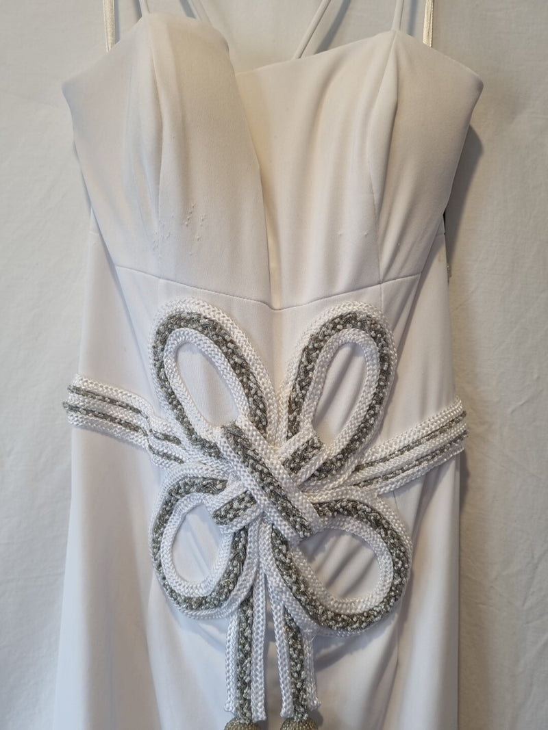 Giovanni White Knit Beaded Rope Evening Bridesmaid Dress Sz 103