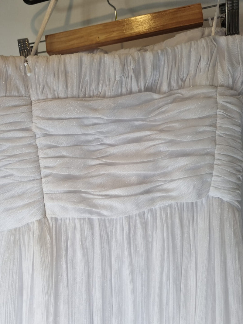 Imoda White Chiffon Ruched Empire Wedding Dress Sz 148