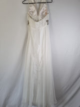 Imoda Ivory Chiffon Halter Neck Ruched Crystal Bead Backless Wedding Dress Sz 69