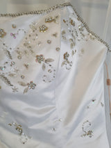 Imoda White Satin Tulle Beaded Sequin Backless Halter Neck Wedding Dress Sz 83