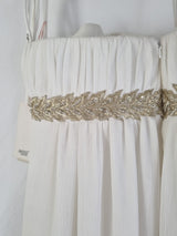 Imoda Ivory Gold Sweetheart Crepe Chiffon Embroidered Beaded Wedding Dress Sz 1212