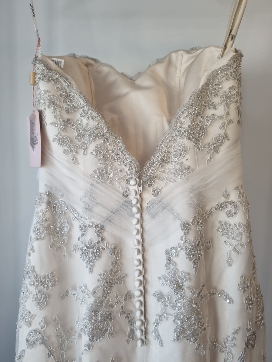 iModa Ivory Champagne Sweetheart Tulle Lace Mermaid Sequin Embroidered Sz 1014