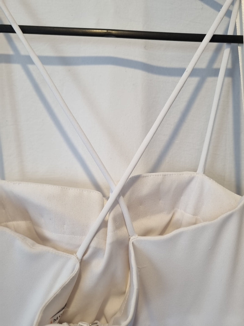 Giovanni White Knit Beaded Rope Evening Bridesmaid Dress Sz 1013