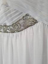 Imoda White Chiffon Sweetheart Beaded Ruched Empire Wedding Dress Sz 84