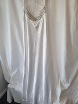 iModa White Backless Satin Beaded Crystal Diamante Slinky Wedding Dress Sz 68