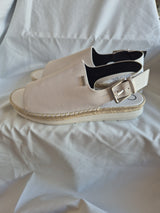 Calvin Klein White Sling Back Buckle Open Toe Espadrilles Shoes Size 391