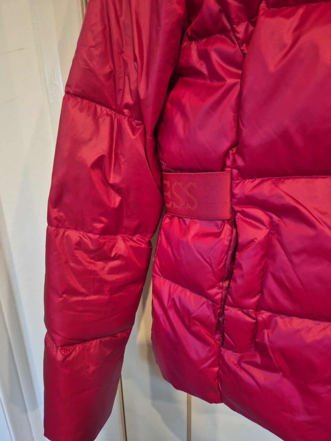 Guess Pink Duck Feather Fur Hood Puffer Jacket Size S3