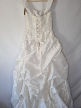 Imoda Ivory Taffeta Sweetheart Ruched Full A-line Train Wedding Dress Sz 149