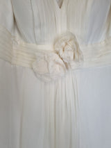 Imoda Ivory Chiffon Ruched Pleated Grecian Style V Neck Wedding Dress Sz 124