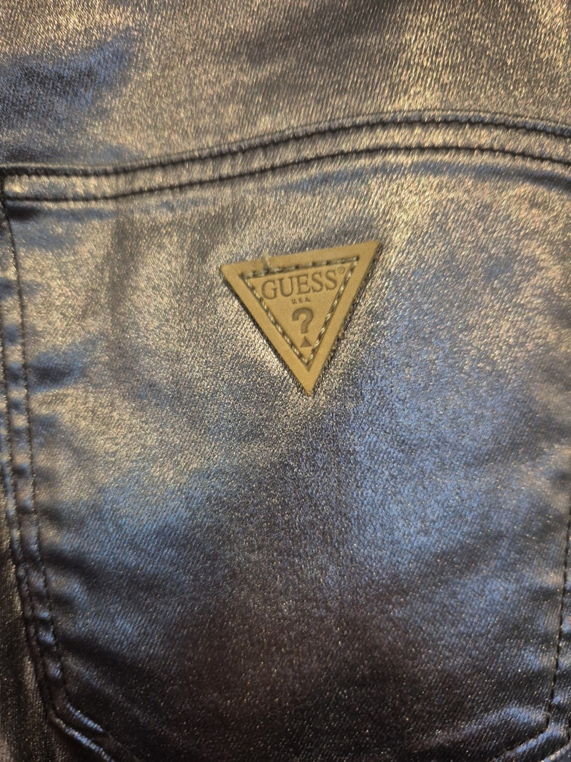 Guess Pink Pewter Metallic High Rise Skinny Leg Jeans Size 269