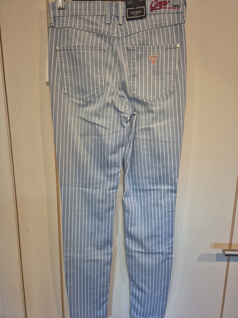 Guess Blue White Stripe Skinny High Rise Jeans Size 288