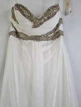 Imoda Ivory Chiffon Sweetheart Ruched Crystal Diamante Bead Wedding Dress Sz 122