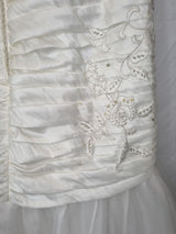 Imoda Ivory Ruched Beaded Mermaid Tulle Skirt Train Wedding Dress Sz 1015