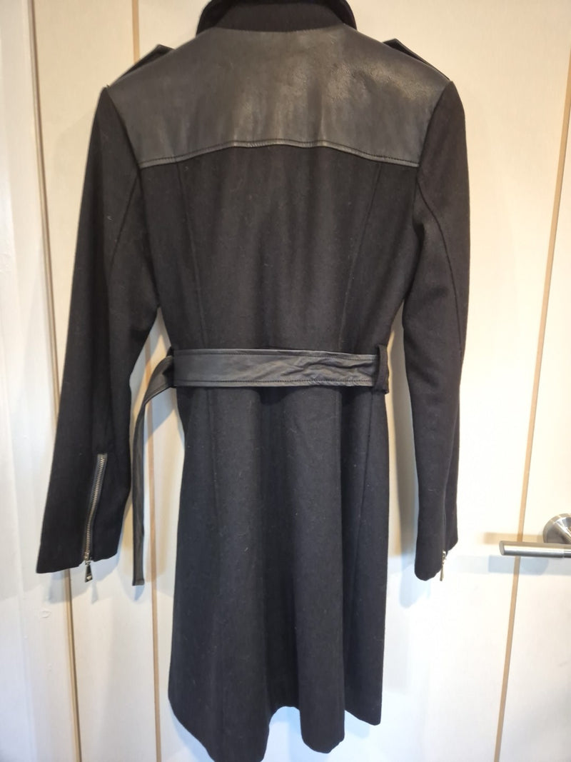 Guess Black Military Trench Wool Blend Coat Jacket Size Xs7