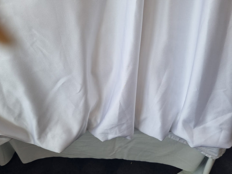 iModa White Satin A-line Beaded Sequin Pleated One Shoulder Wedding Dress Sz 109