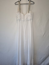 Imoda White Chiffon Ruched Beaded Scoop Neck Empire Wedding Dress Sz 148
