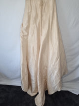 Imoda Gold Taffeta Ruched Crystal Beaded Full A-line Train Wedding Dress Sz 109