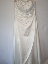 Imoda Ivory Satin Sweethesrt Beaded Train Wedding Dress Sz 81