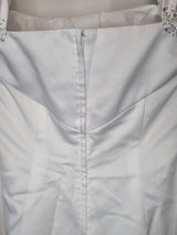 Imoda White Satin Off Shoulder Beaded Ruched Wedding Dress Sz 1012