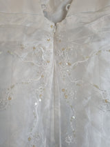 Imoda White Satin Organza Beaded Embroidered Wedding Dress Sz 1411