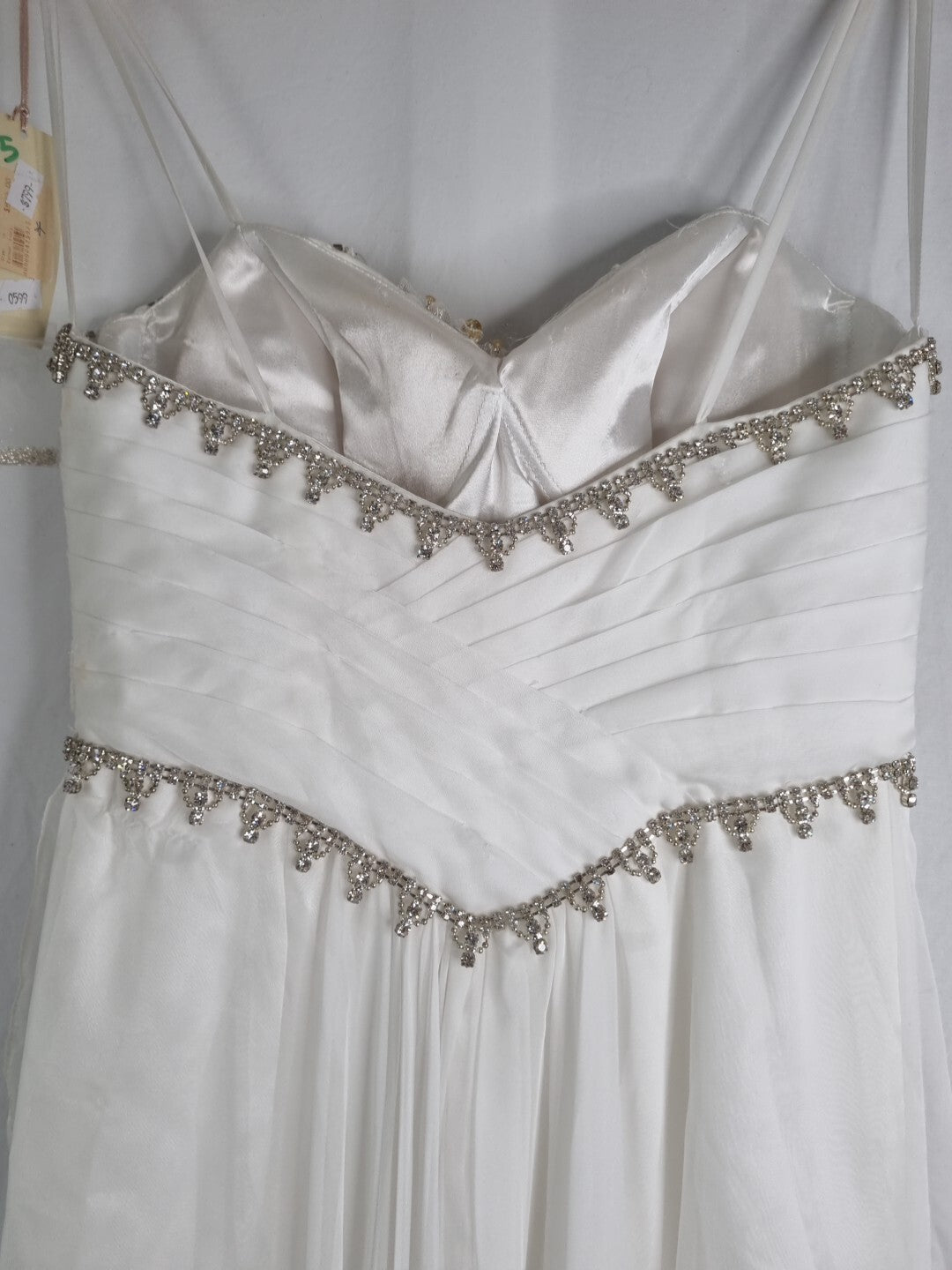 Imoda Ivory Chiffon Sweethear Ruched Crystal Diamante Beaded Wedding Dress Sz 1011