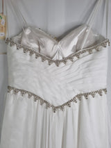Imoda Ivory Chiffon Sweethear Ruched Crystal Diamante Beaded Wedding Dress Sz 1011