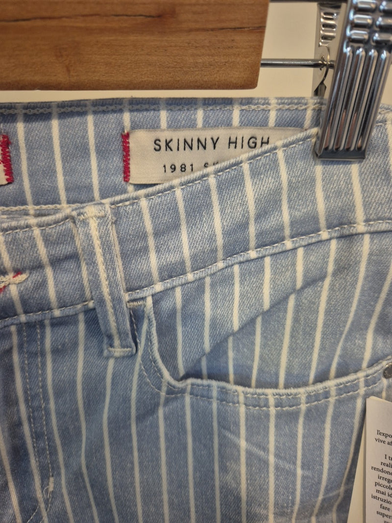 Guess Blue White Stripe Skinny High Rise Jeans Size 286
