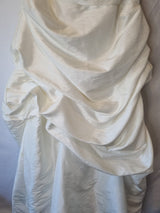 Imoda Ivory Ruched Beaded Embroidered Puckered Wedding Dress Sz 102