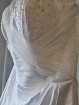 iModa White Sweethear Tulle One Shoulder Beaded Sequin Gathered Wedding Dress 104