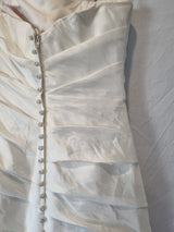 Imoda Ivory Ruched Pleated Beaded A-line Train Wedding Dress Sz 1010