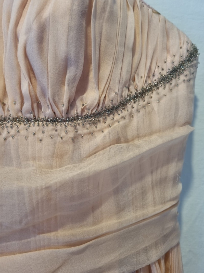 Lewis Park Chiffon Pink Ruched Strapless Sweetheart Evening Mini Dress Sz M3