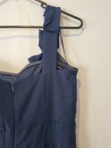 Imoda Navy Blue Chiffon One Shoulder Evening Bridesmaid Long Maxi Dress Sz 2412