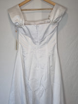 Imoda White Satin Off Shoulder Beaded Ruched Wedding Dress Sz 108