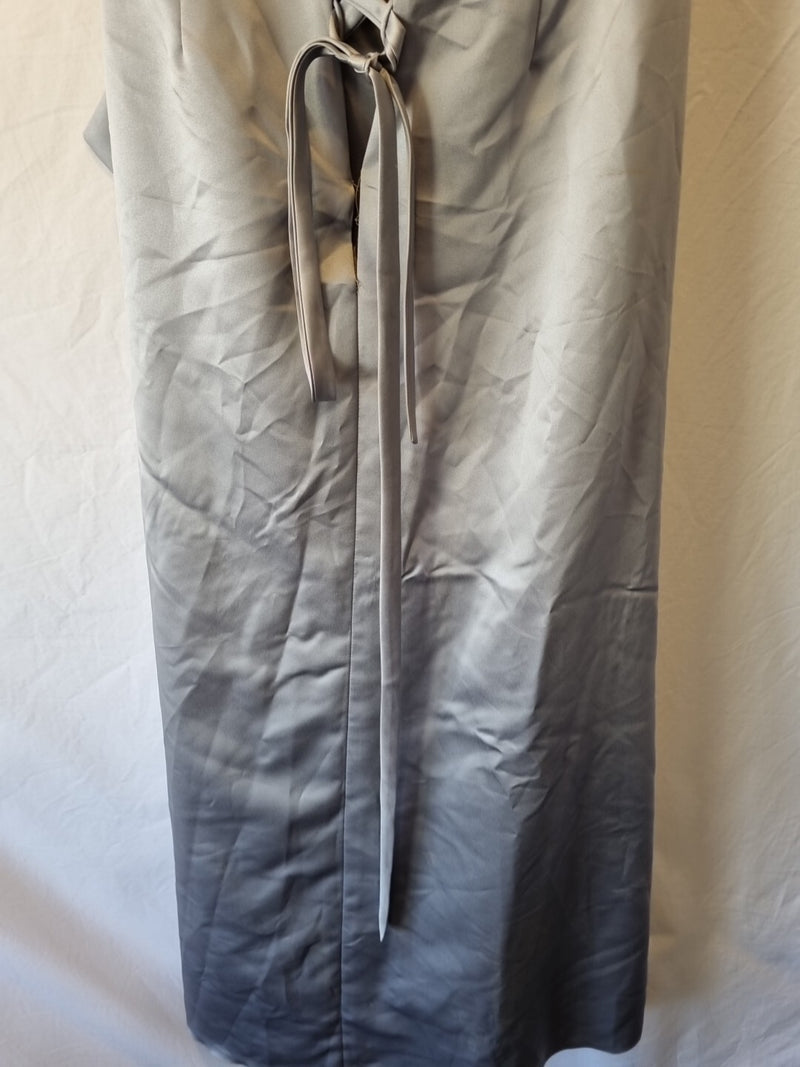 Juniper & Sage Satin Grey Pleat Strapless Evening Bridesmaid Dress Sz 108