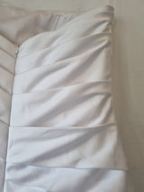 iModa White Satin A-line Beaded Sequin Pleated One Shoulder Wedding Dress Sz 1015