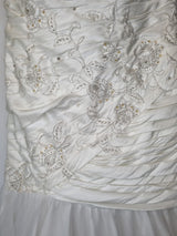 Imoda Ivory Ruched Beaded Mermaid Tulle Skirt Train Wedding Dress Sz 107