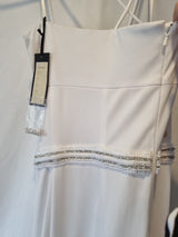 Giovanni White Knit Beaded Rope Evening Bridesmaid Dress Sz 1010