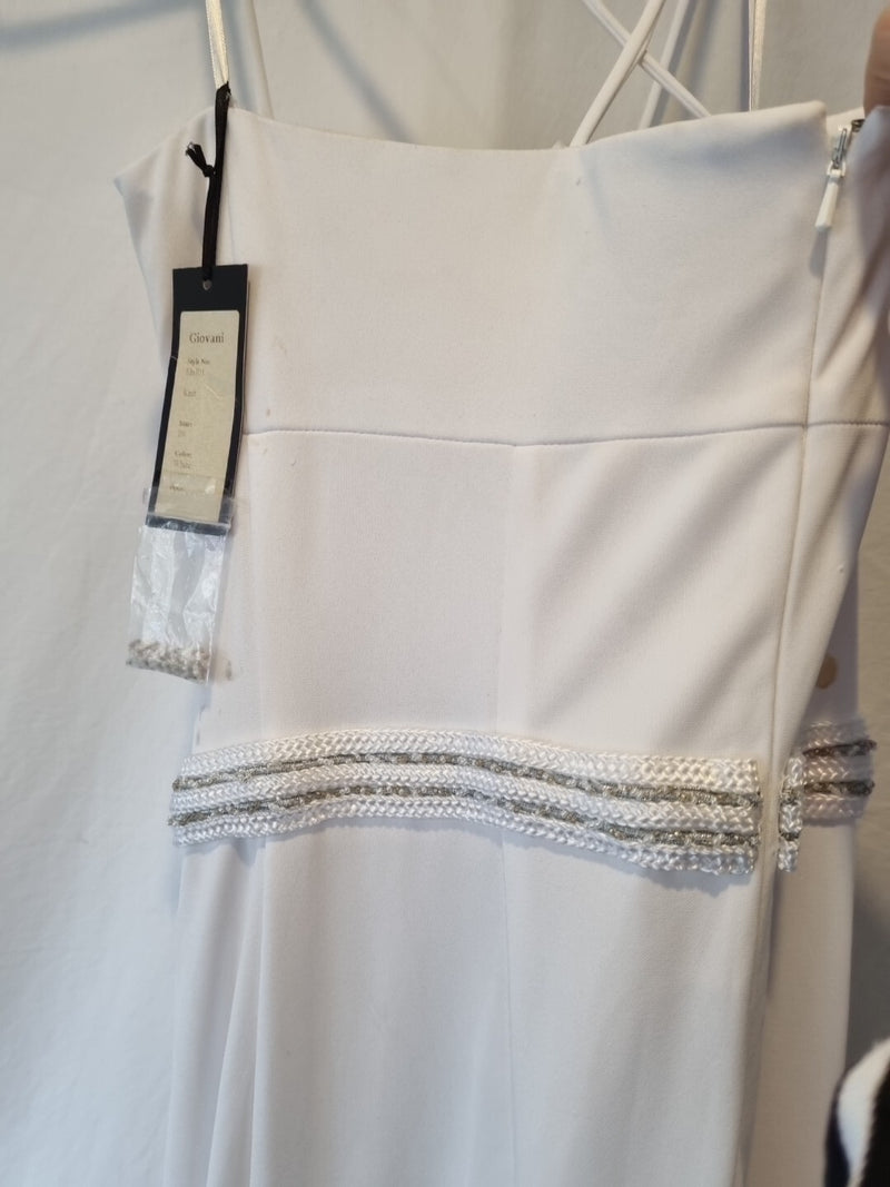 Giovanni White Knit Beaded Rope Evening Bridesmaid Dress Sz 1010