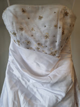 iModa White Straps/strapless Beaded Sequin Tulle Pleated Satin Backless Dress 103