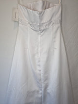 Isabella Faye White Satin Embellished Beaded A-line Wedding Dress Sz 1410
