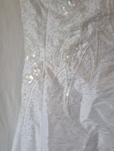 iModa White Taffeta A-line Beaded Sequin Embroidered Strapless/strap Dress Sz 144