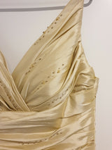 Suga Pash Gold taffeta ruched v neck maid of honour wedding dress size 122