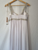 Imoda White Chiffon Sweetheart Beaded Ruched Empire Wedding Dress Sz 88