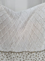 Imoda White Chiffon Pleated Beaded Tiered Strapped Wedding Dress Sz 107