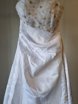 iModa White Straps/strapless Beaded Sequin Tulle Pleated Satin Backless Dress 102