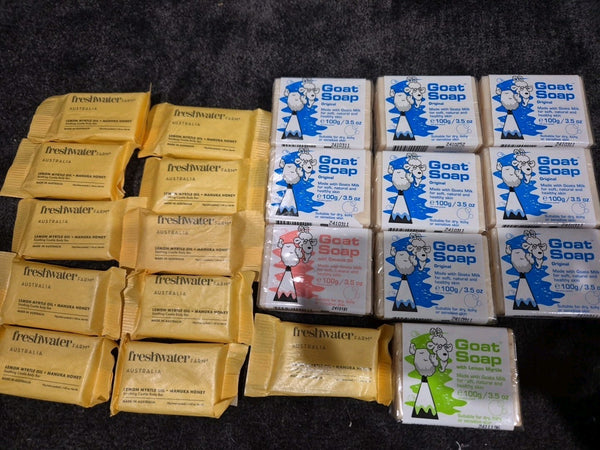 Bulk Lot 10 X Goat Soap 100g + 11 X Freshwater Farm Lemon Myrtle 30g0