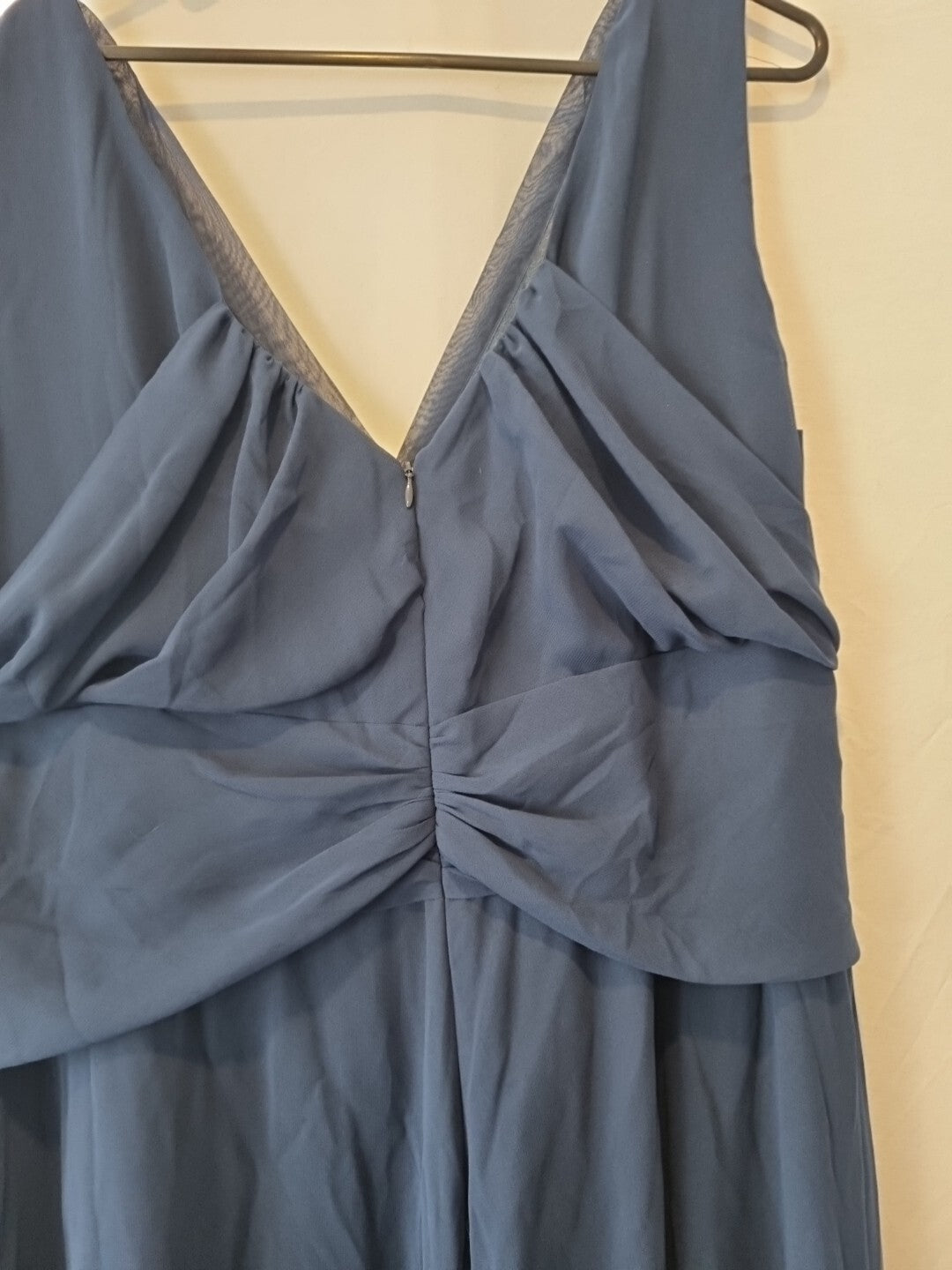Imoda Navy Blue Chiffon V-neck Evening Bridesmaid Long Maxi Dress Sz 2612