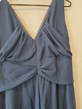 Imoda Navy Blue Chiffon V-neck Evening Bridesmaid Long Maxi Dress Sz 2612