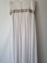 Imoda White Chiffon Sweetheart Beaded Ruched Empire Wedding Dress Sz 87