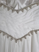 Imoda Ivory Chiffon Sweethear Ruched Crystal Diamante Beaded Wedding Dress Sz 1014